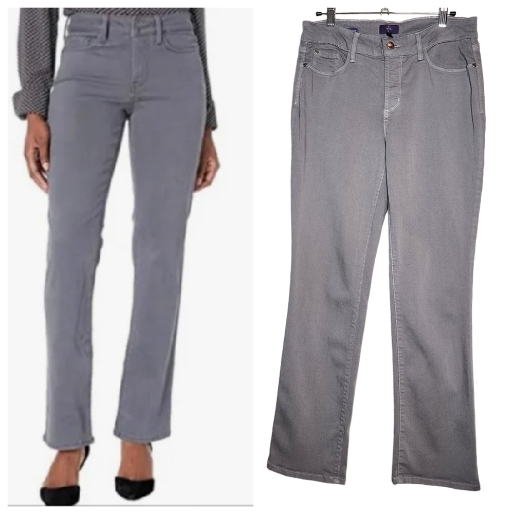 NYDJ Marilyn‎ Straight Grey Jeans Super Soft Stretch Denin Size 6 Petite 6P